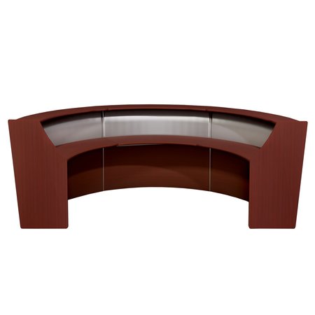 Regency Regency Marque Plexi Triple-Unit Reception Curved Desk Workstation “143.50W x 71D” - Mahogany 77313MH